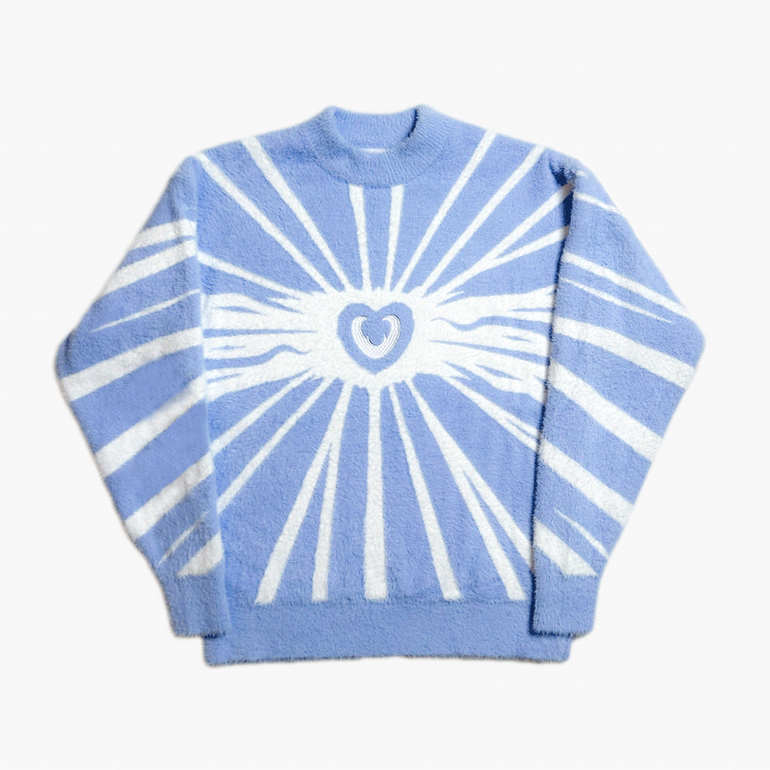 SENSATION FLUFFY KNIT - BLUE - REVERSIBLE